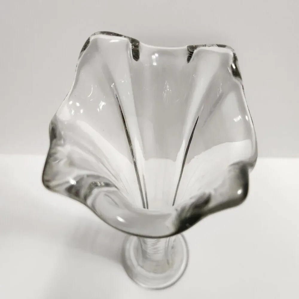 Vintage Clear Glass Swung Stretch Vase 10